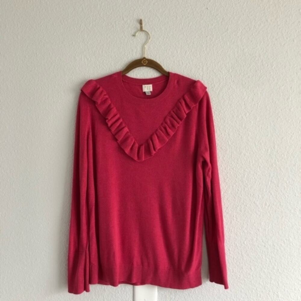 A New Day Pink Ruffled Sweater 80s Style Light